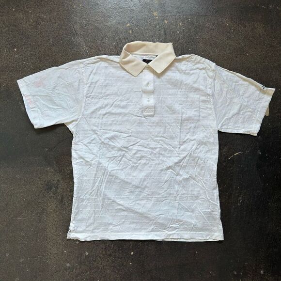Greg Norman Collection Men's Cotton Striped Polo Shirt White Size Large - Picture 1 of 10